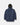 Flat lay of navy men’s waterproof hooded jacket with front button closure and large pockets.